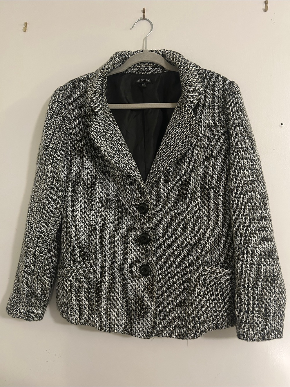 Notations Black & White Textured Bouclé Blazer